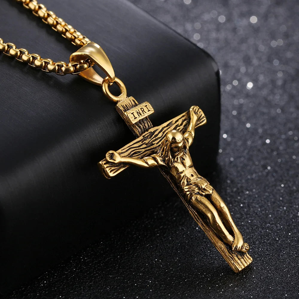 Premium Cross Necklace for Women - 18K Gold Plated Trendy Gold Cross Pendant Chain for Girls, Crucifix Necklace