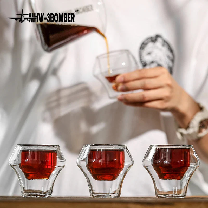 MHW-3BOMBER Double Wall Glass Espresso Cups – Anti-Scald Reusable Tea & Coffee Mugs for Home or Barista Use