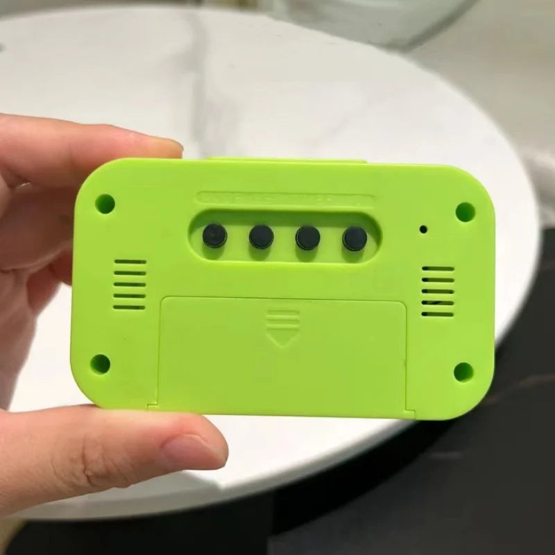 Smart Digital Alarm Clock – Black & White LCD with Temperature, Calendar, Timer & LED Light for Bedroom or Office (No Battery)