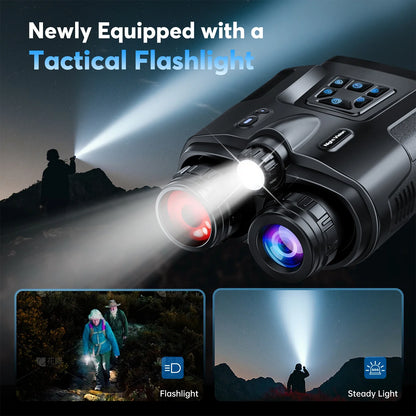 USB Rechargeable 4K Night Vision Binoculars — 600m Range, 8X Digital Zoom HD for Hunting, Camping & Boating