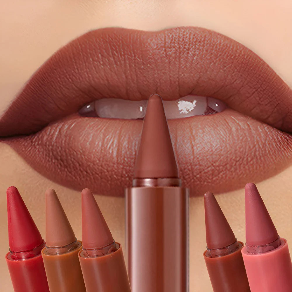 Twist-Up Lip Liner & Lipstick Pen – Multipurpose Velvet Matte Waterproof Lip Contour & Powder Blusher Rouge Makeup