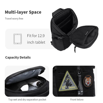 OZUKO Large Capacity Men’s Shoulder Bag - Waterproof Sling Crossbody | Fashionable Messenger Bag for Short Trips, Quality Chest Bag