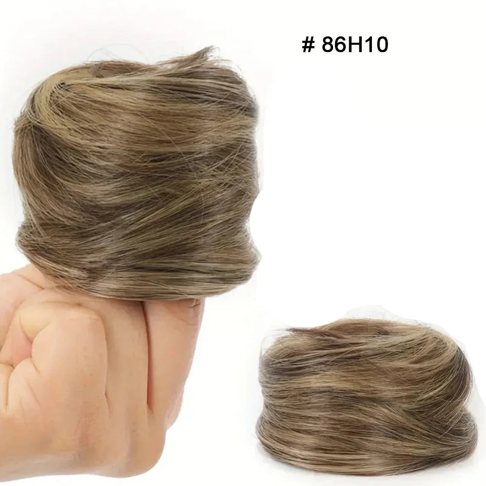 100% Human Hair Bun Ponytail Hairpiece – Brazilian Hair Scrunchie Updo, Donut Chignon Hair Extension for Women