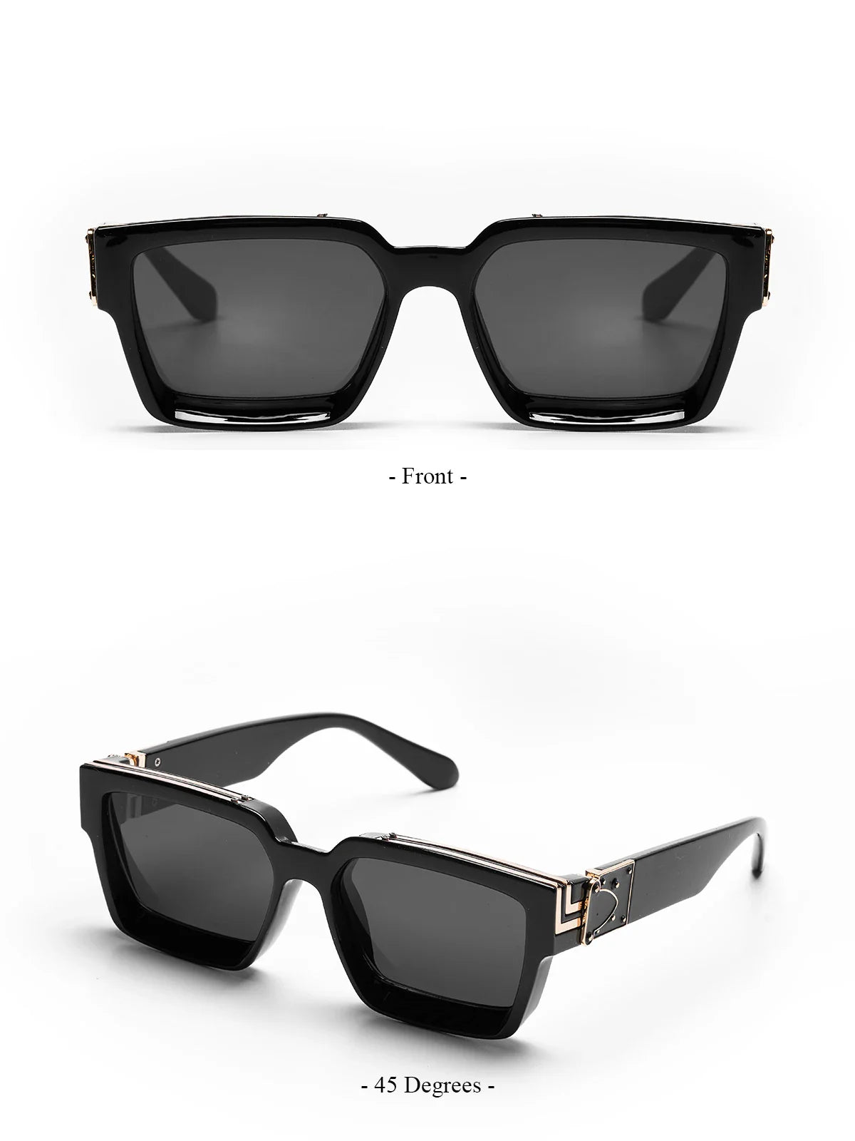 Ruiao Retro Black Millionaire Sunglasses – Luxury Square Designer Shades for Men & Women (2024)