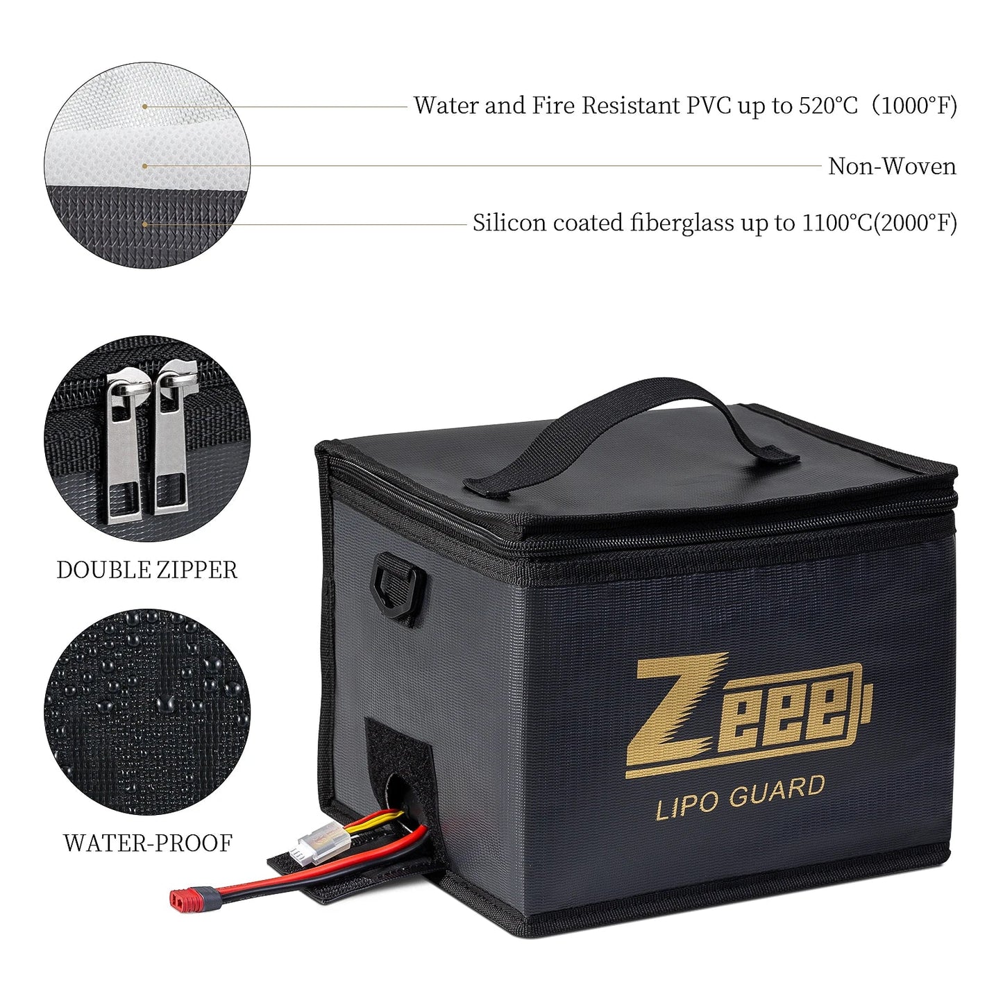 Zeee Lipo Battery Safety Bag – Fireproof & Explosion-Proof RC Car Storage (2 Sizes)