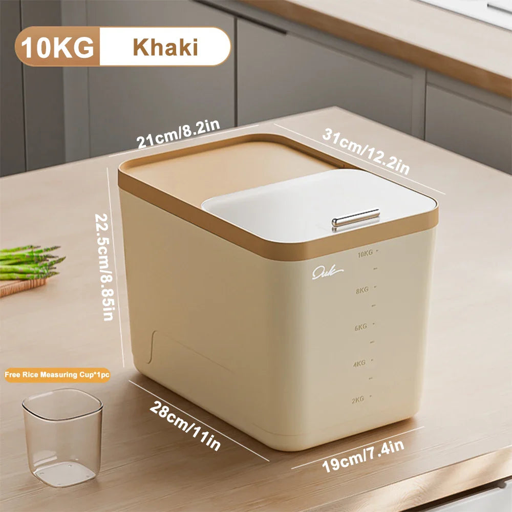 10KG Rice Storage Container & Pet Food Box - Sealed Cereal Dispenser with Buckle, Insect-Proof Grain Organizer for Kitchen