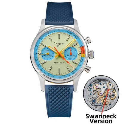 Sugess Men's Chronograph Mechanical Watch – Seagull ST19 Swan Neck Movement with Sapphire Crystal Racing V2