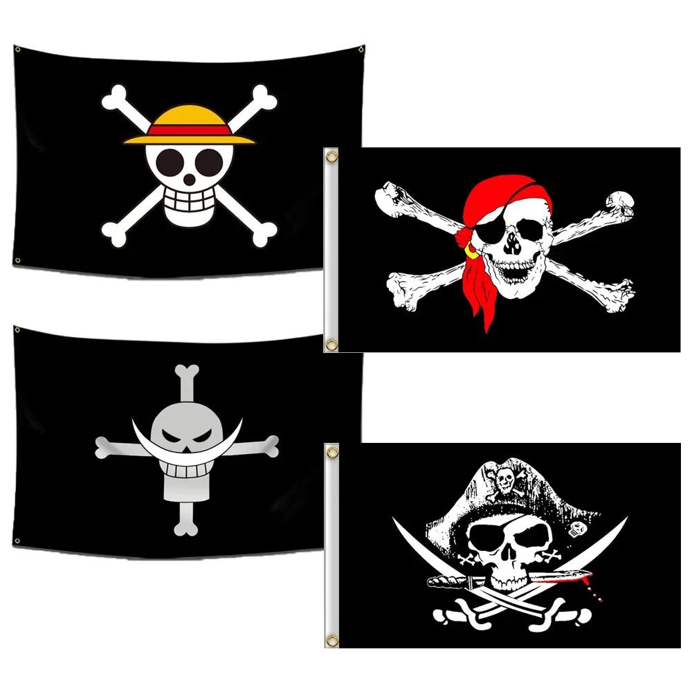 One Piece Pirate Skull Flag – Luffy Straw Hat Pirates Wall Decor & Banner for Kids' Bedroom, Gift