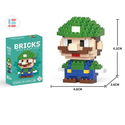 Super Mario Bros Building Block Figures – Mario, Luigi, Yoshi & Bowser Toy Set for Kids
