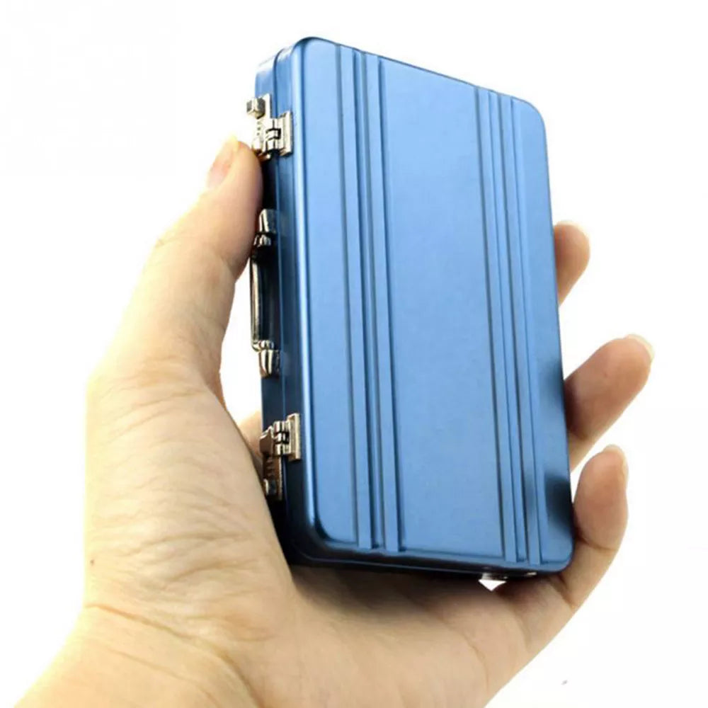 Aluminum Mini Suitcase - Compact Business ID and Credit Card Holder, Bank Card Box, Jewelry Case Organizer - Rectangle Storage Solution