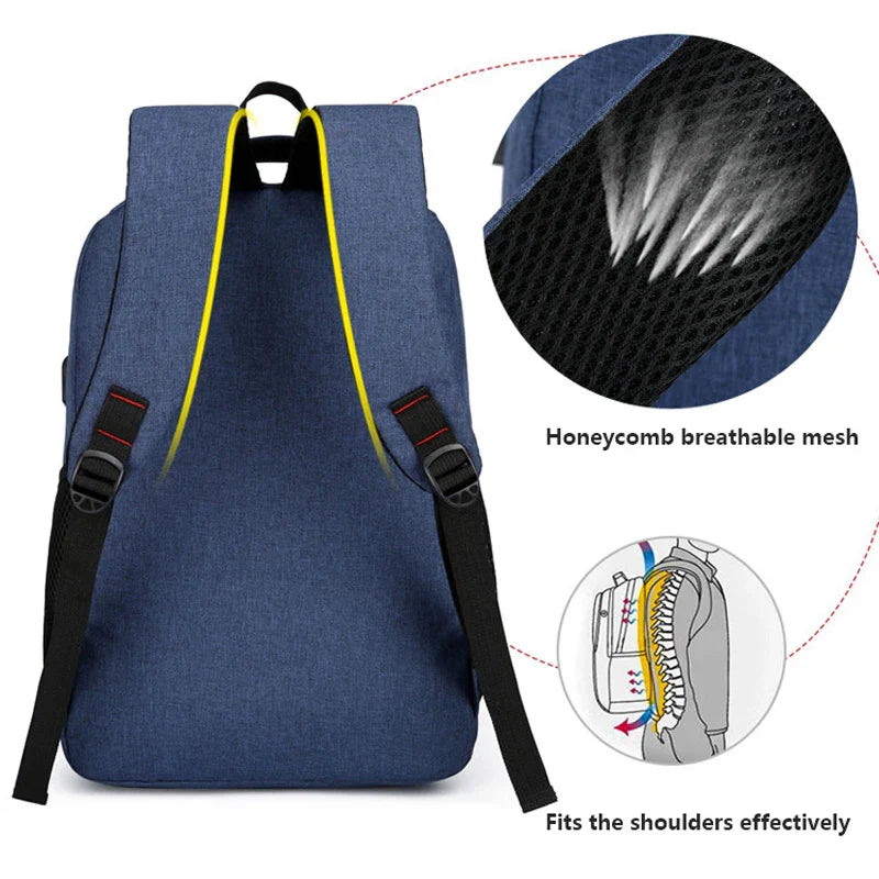 Classic Men's Waterproof Backpack - USB Charging, Large Capacity Travel and Laptop Bag for School and Casual Use
