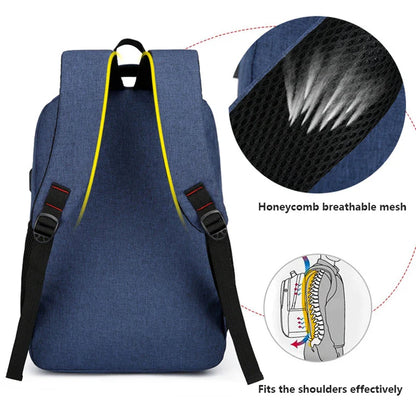 Classic Men's Waterproof Backpack - USB Charging, Large Capacity Travel and Laptop Bag for School and Casual Use