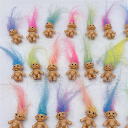 Vintage Troll Doll Figures - Colorful Cute Lucky Trolls Collection, Party Favors & Christmas Halloween Decor