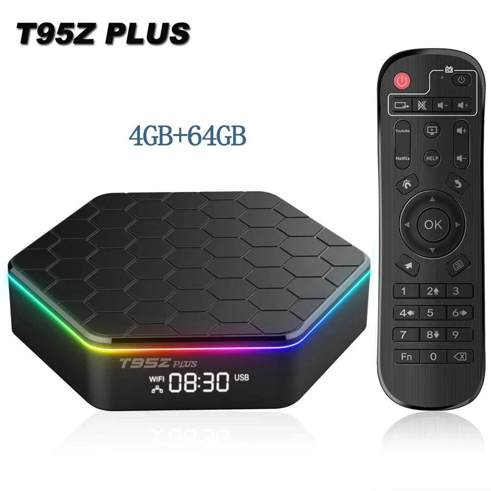 Global Smart TV Box – WIFI6, Bluetooth 5, Allwinner H618, 32GB/64GB, T95ZPLUS 4K HDR10 Media Streamer, Multi-Language Support
