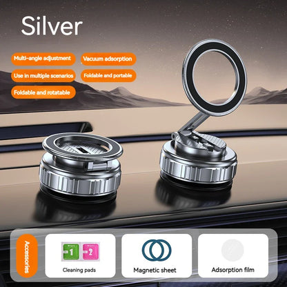 Universal Metal Magnetic Car Phone Holder – Adjustable Vacuum Suction Stand for Mirror, Gym, Bath & Home Use