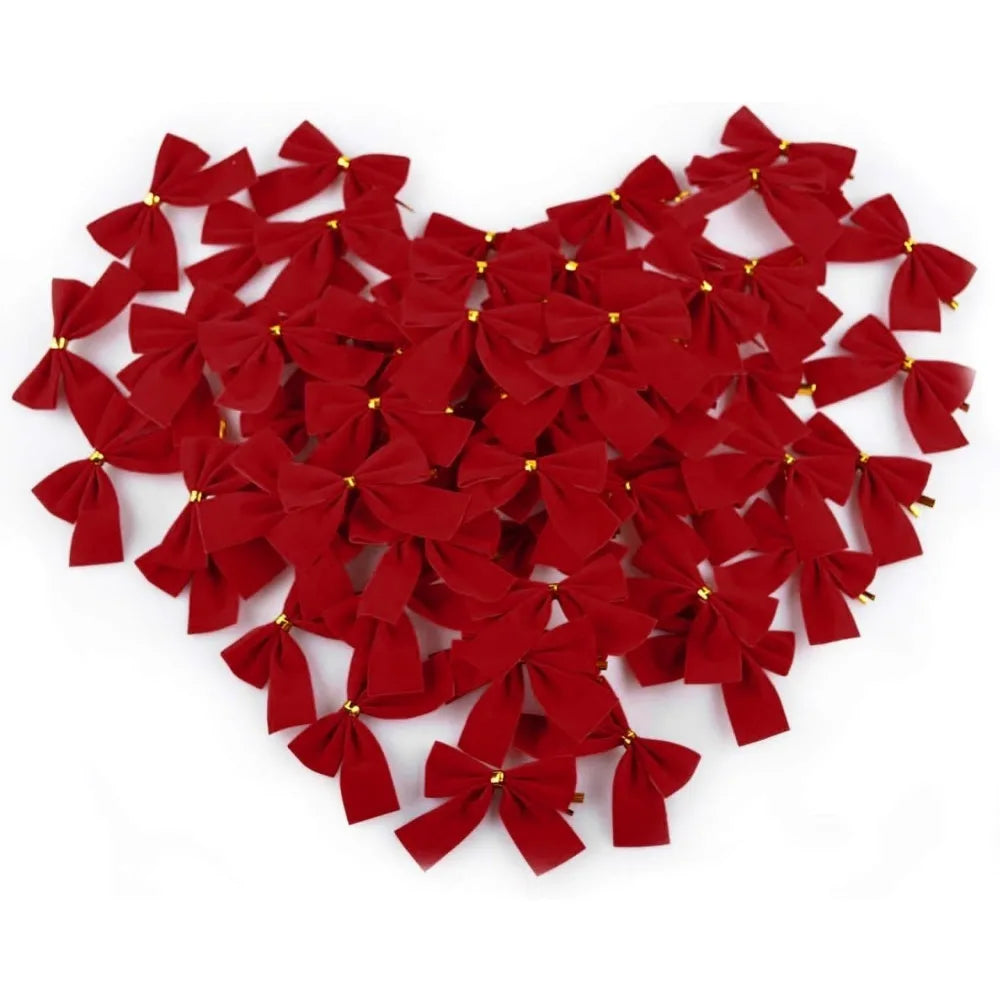 12/24/36PCS Christmas Mini Bows – Red & Gold Bowknots for Tree, Home, Wedding & New Year Party Decorations