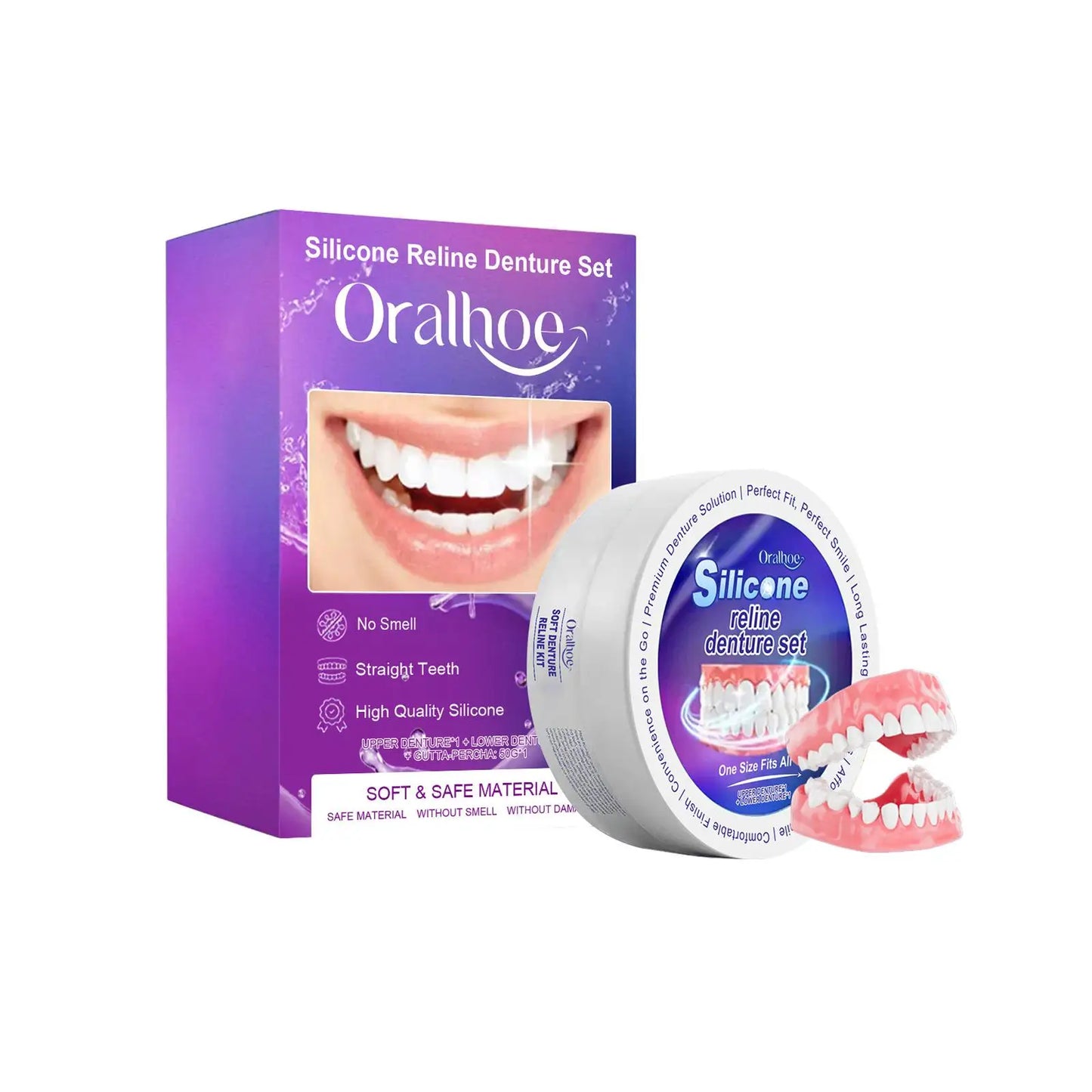 Silicone Denture Set – Temporary Fake Teeth for Orthodontic Fit, Whitening & Oral Hygiene Care
