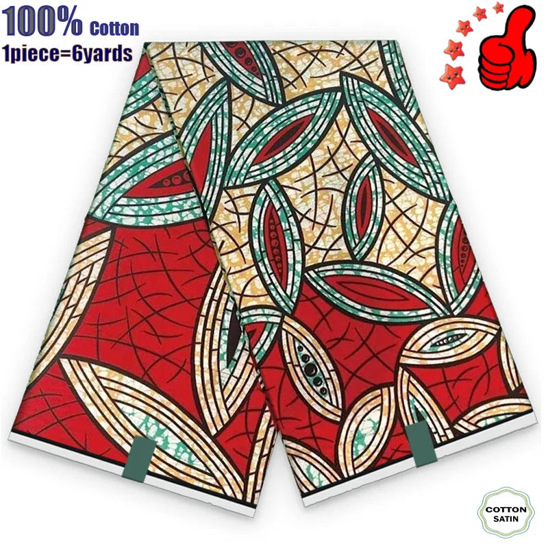 African Real Wax Fabric - High Quality 100% Cotton Ankara Pagne for Women’s Dresses