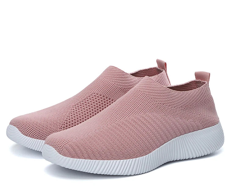 Women’s Slip-On Sock Sneakers – Breathable Flat Casual Vulcanized Sports Shoes Zapatillas