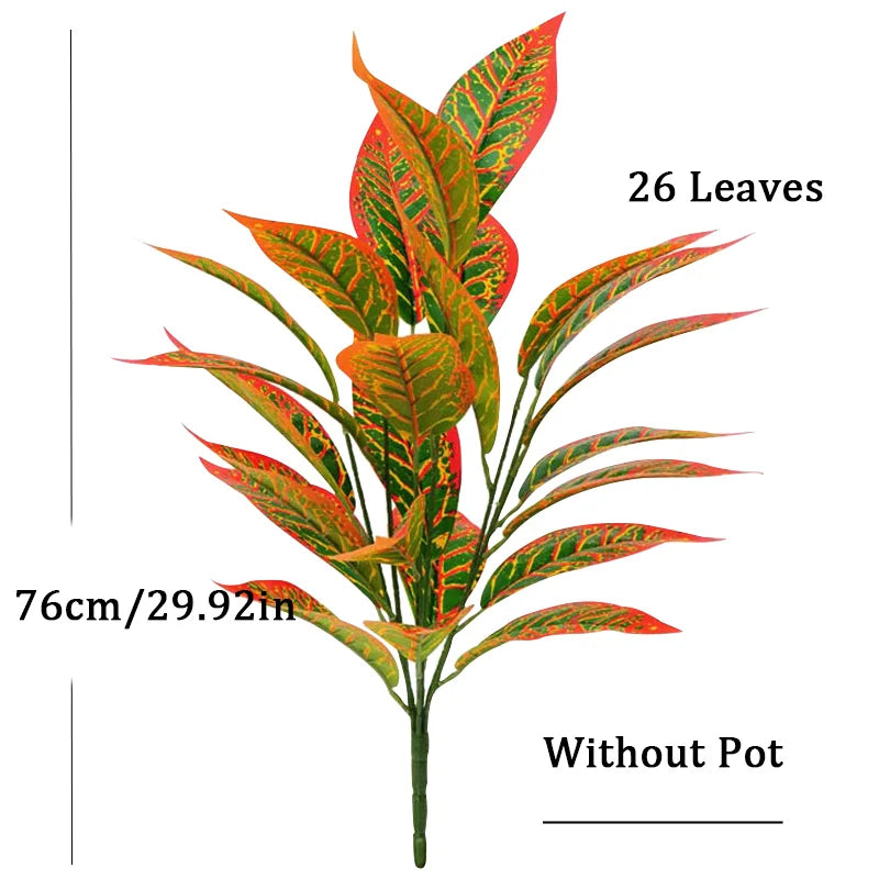76cm Artificial Magnolia & Banyan Leaf Plant Branch – 26 Leaves Fake Green Sansevieria Decorative Tree for Home & Garden Decor