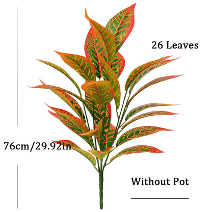 76cm Artificial Magnolia & Banyan Leaf Plant Branch – 26 Leaves Fake Green Sansevieria Decorative Tree for Home & Garden Decor