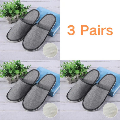 3 Pairs Set Non-Slip Closed Toe Disposable Hotel Slippers – Soft Indoor Guest & Travel Bathroom Slippers