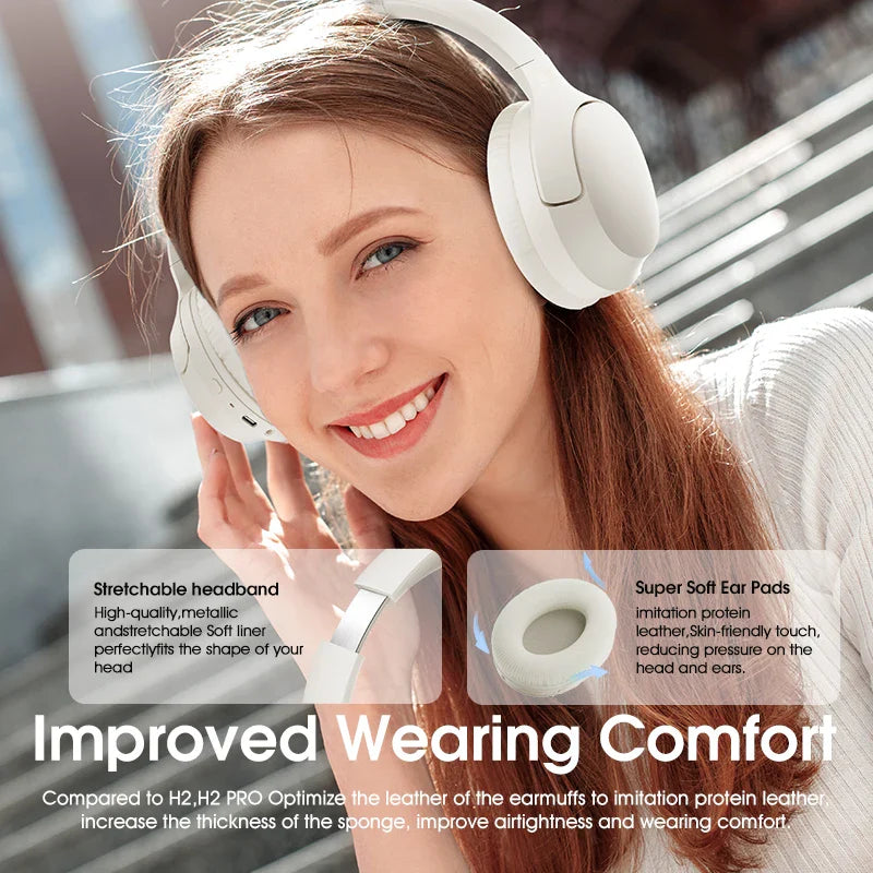 QCY H2 Pro Wireless Headphones - Bluetooth 5.3, HIFI 3D Stereo, BASS Mode Gaming Earbuds, 70H Playtime, Over-Ear Headset