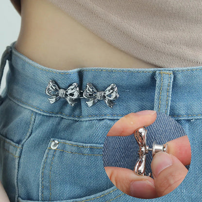 Adjustable Bowknot Button Adjuster: No-Sew Waist Tightener for Pants and Skirts - Convenient Jeans Waist Buckle