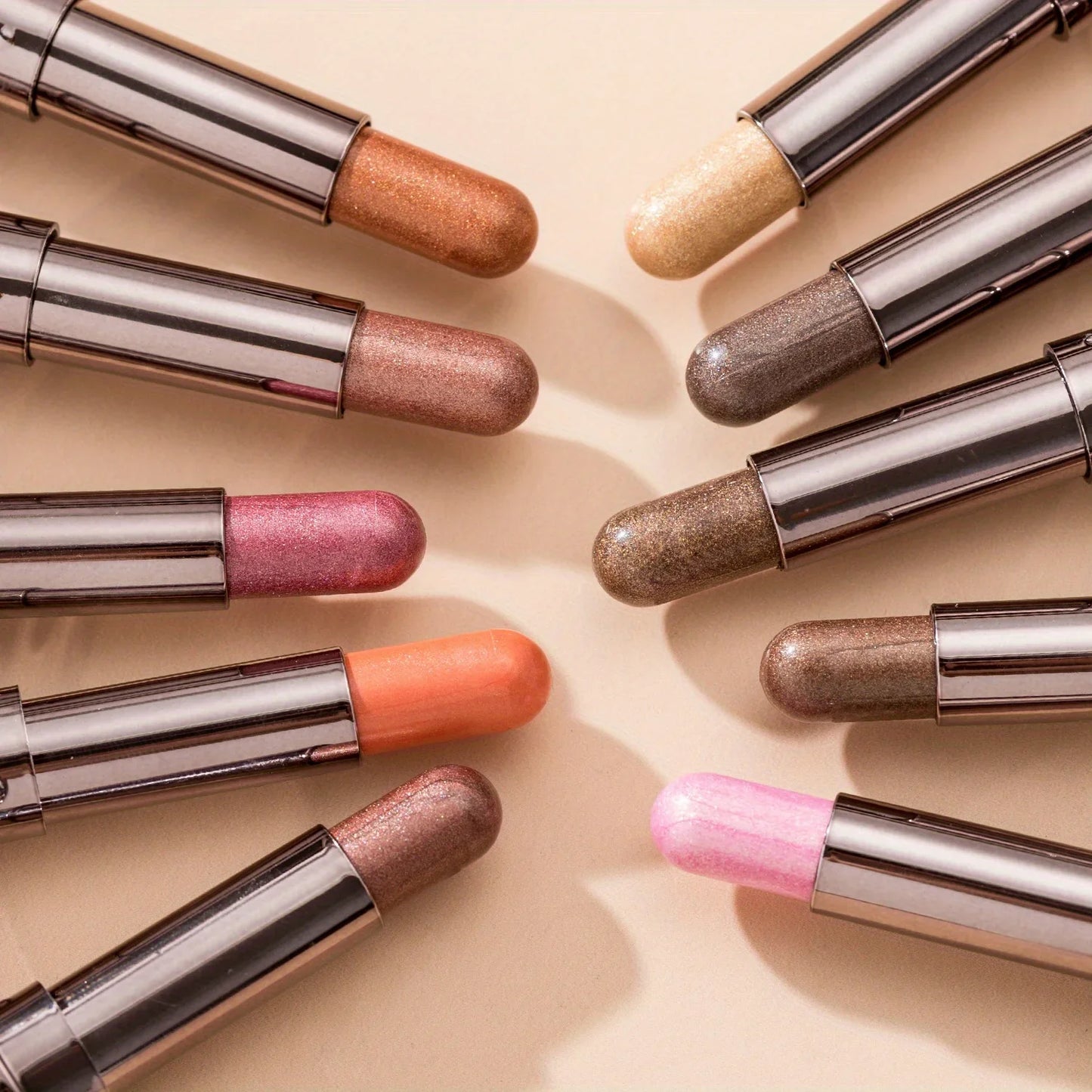 BEAUTY GLAZED 10-Color Eyeshadow Stick – Long-Lasting Waterproof Matte & Shimmer Eye Pen with Double-Head Brush