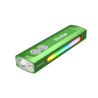 Wurkkos HD01 Multi-Function Rechargeable Flashlight – 1200LM Flat Torch with Green, White, RGB Side Light, IP65 Waterproof