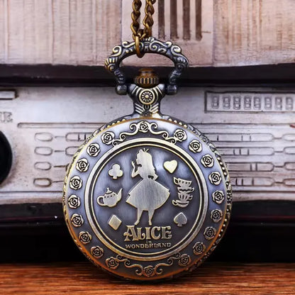 Cute Girl Forest Pattern Quartz Pendant Necklace – Trendy Pocket Watch Holiday Gift