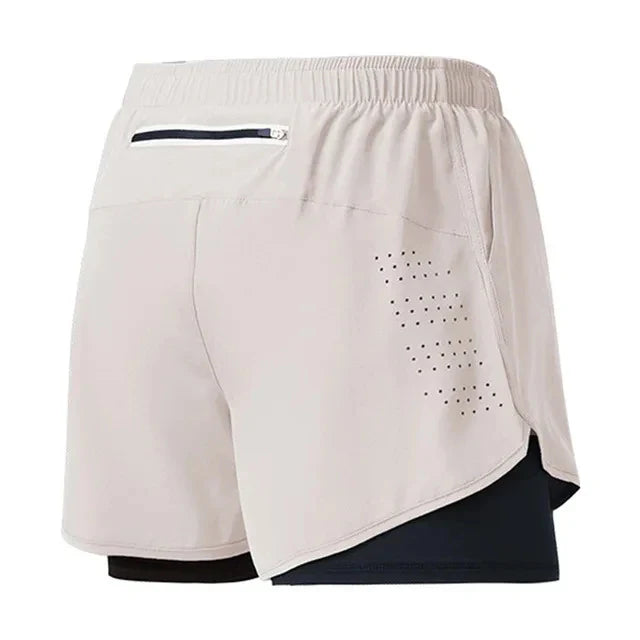Men’s Quick-Dry Running Shorts — Black Double Layer Sport Workout Training Bodybuilding Shorts