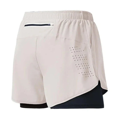 Men’s Quick-Dry Running Shorts — Black Double Layer Sport Workout Training Bodybuilding Shorts