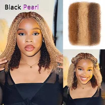 Black Pearl QVR Peruvian Kinky Curly Human Hair – 50g Afro Mini Twist Braiding Bundles 100% Remy Hair Extensions