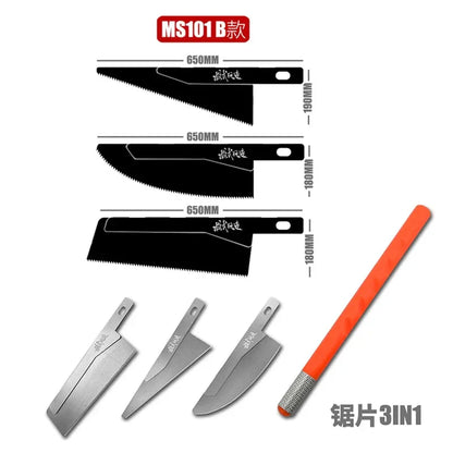 Hobby Model Craft Mini Hand Saw – 3 Blade Styles Etching Chip Saw for Model Building
