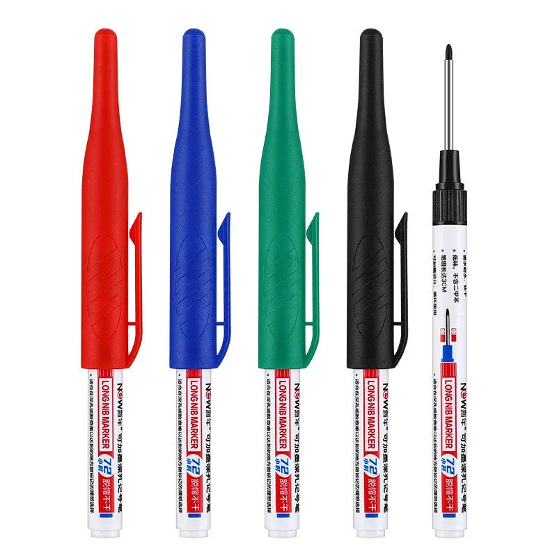 4Pcs/Set 30mm Deep Hole Long Nib Markers - Multi-Purpose Metal Perforating Pens for Waterproof Bathroom, Woodworking, and Decoration