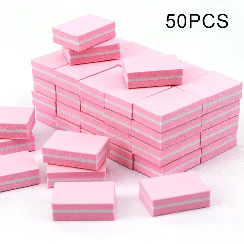 50Pcs Professional Nail Buffer Files – 100/180 Grit Mini Sandpaper Manicure Tools for Nail Shaping, Polishing & Care Accessories