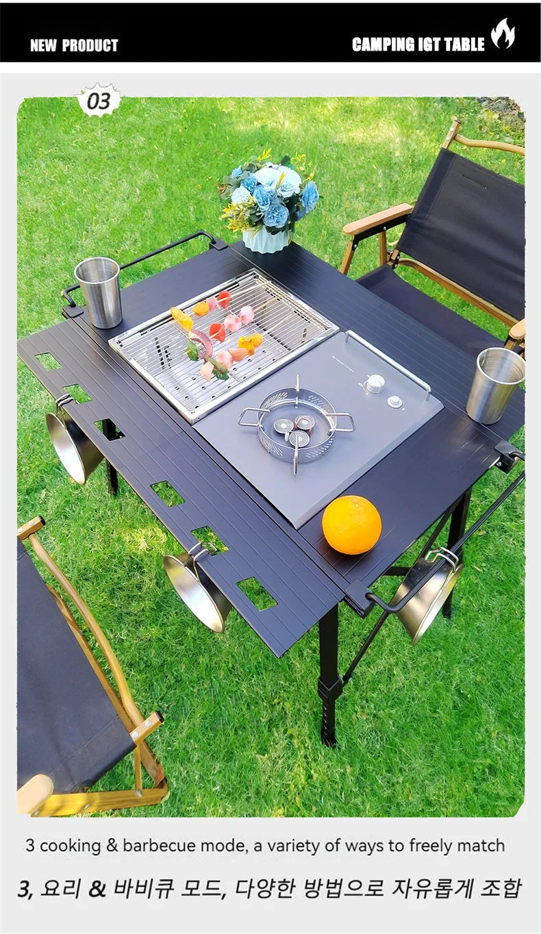 Lohascamping Folding IGT Table – Lightweight Portable Roll-Up Table with Adjustable Legs for Camping, BBQ & Outdoor Cooking