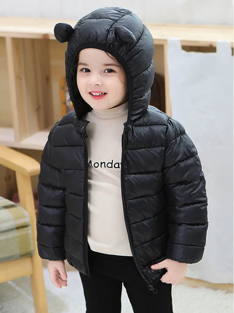 Baby Lightweight Hooded Down Jacket – Warm Zipper Coat for Boys & Girls (0-5 Years), Winter Outerwear Gift