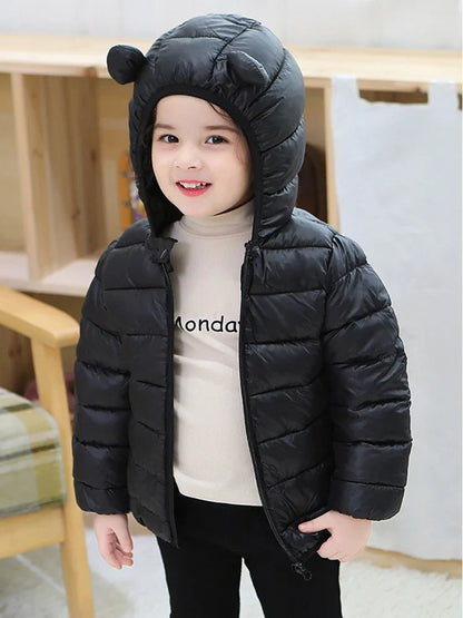 Baby Lightweight Hooded Down Jacket – Warm Zipper Coat for Boys & Girls (0-5 Years), Winter Outerwear Gift