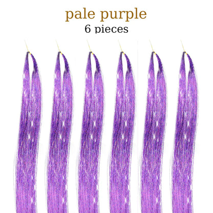 48-Inch Hair Tinsel Kit – 1200 Strands, 12 Colors Sparkling Fairy Hair Extensions with Tool