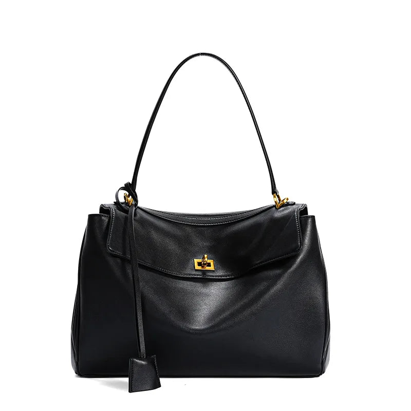 New Rodeobag Leather Kelly Bag — Women’s Large Capacity Fashion Handbag with Advanced Lock, High-End Underarm Bag