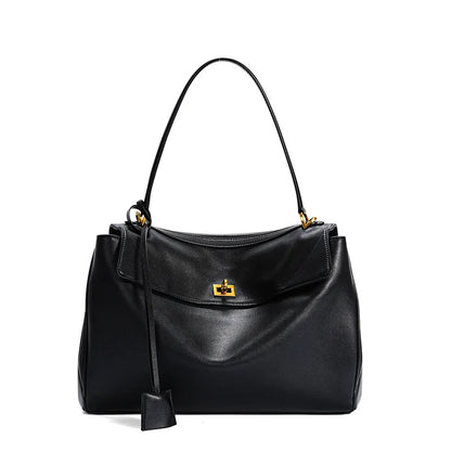 New Rodeobag Leather Kelly Bag — Women’s Large Capacity Fashion Handbag with Advanced Lock, High-End Underarm Bag