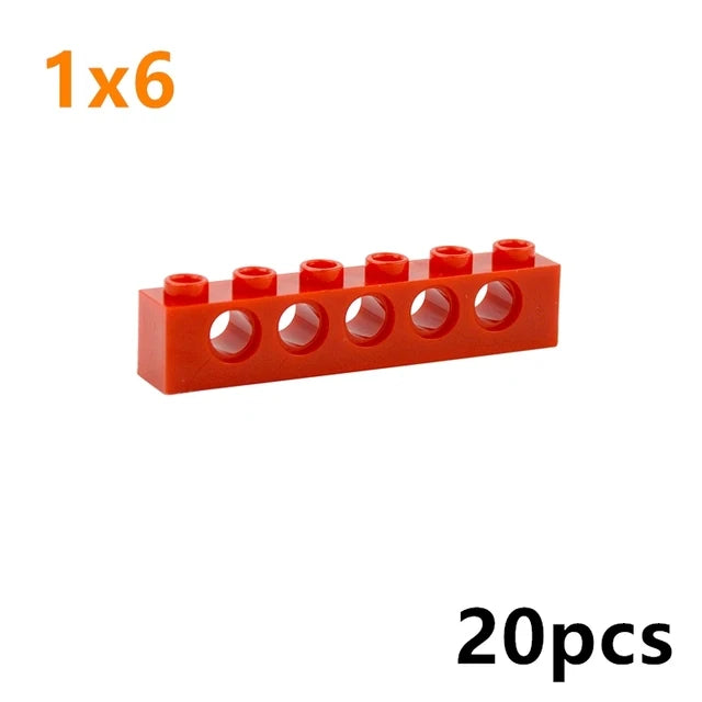 Technical Building Block Long Beam with Holes – Thick MOC Studded Bricks Compatible with 3703, 32018, 3895, 2730, 3894, 3701, 3700