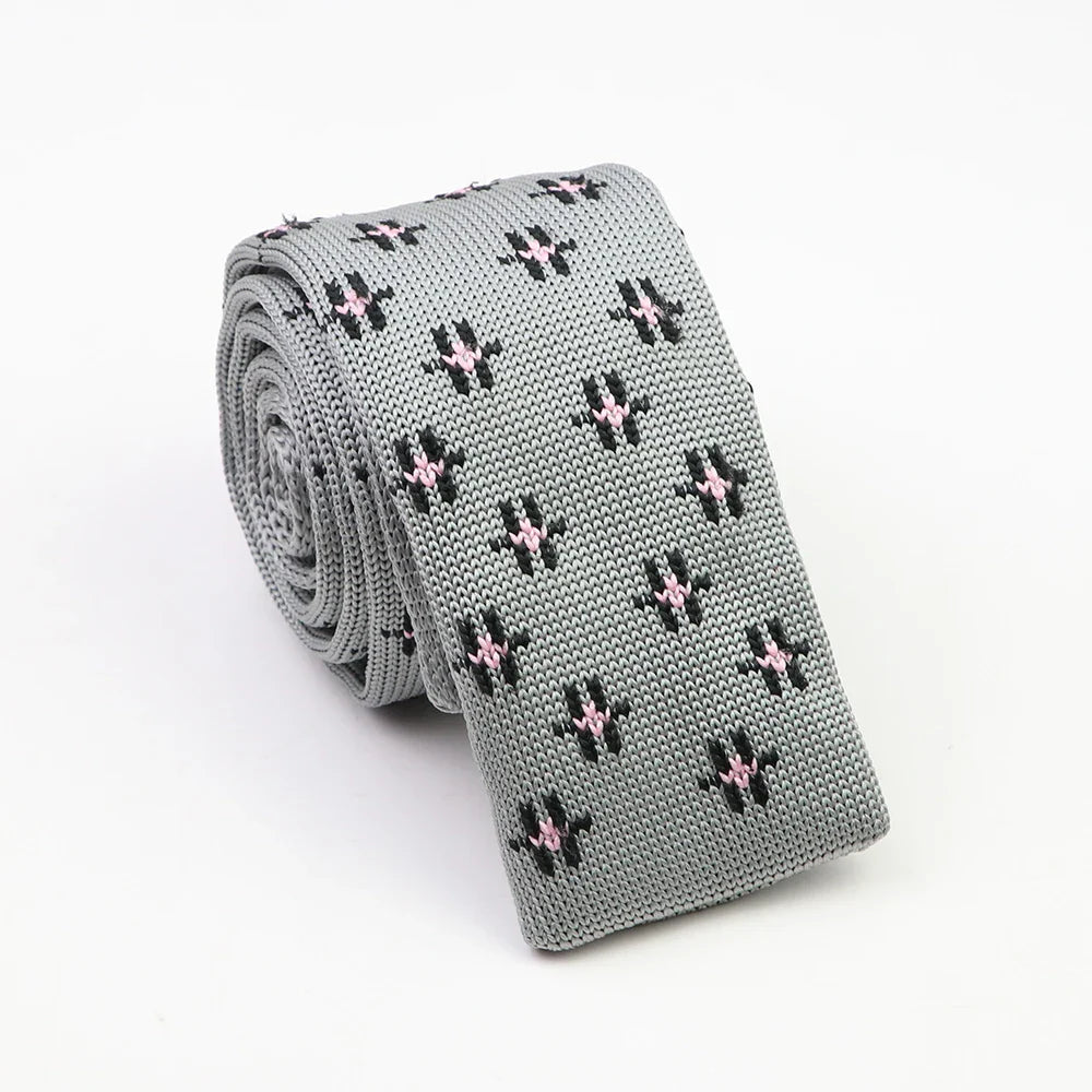 Classic Knit Neck Tie for Men — 6cm Plaid & Dots Casual Business Wedding Tie