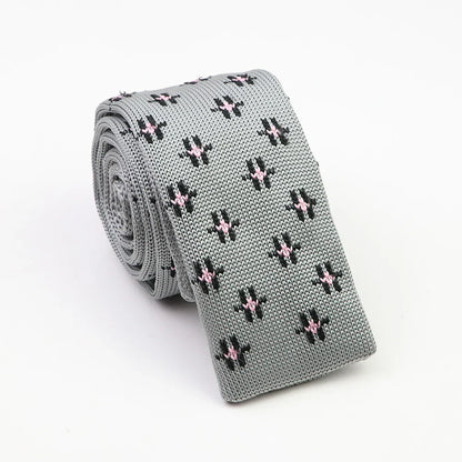 Classic Knit Neck Tie for Men — 6cm Plaid & Dots Casual Business Wedding Tie