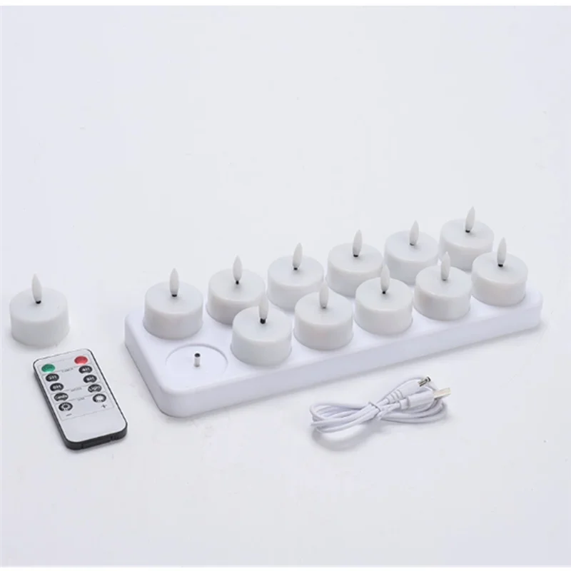 AS60 Flameless LED Tea Lights – Rechargeable Candles with Timer & Remote Control, Wedding & Christmas Table Centerpiece Decor Lights