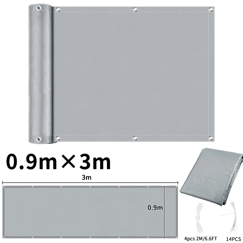Balcony Privacy Screen Fence Cover with Grommets – Waterproof UV Protection Sunshade Cloth for Patio, Garden & Outdoor Shelter