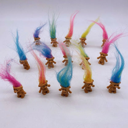 Vintage Troll Doll Figures - Colorful Cute Lucky Trolls Collection, Party Favors & Christmas Halloween Decor