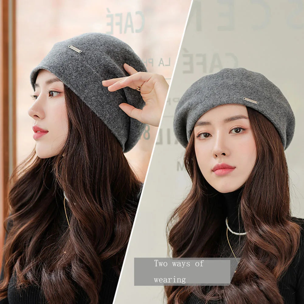 2022 Women’s Cashmere Blend Winter Hat – Soft Warm Wool Skullies, Beanies, Fedora Retro Beret, Boutique Style
